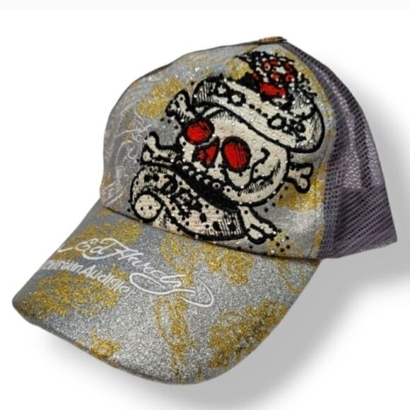 Vintage Ed Hardy Christian Audigier Tattoo Embroidered Rhinestone Snapback Hat - Picture 1 of 9